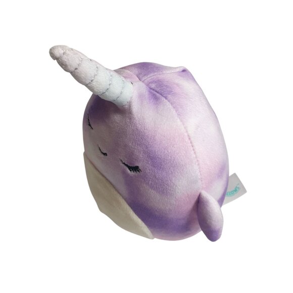 Nabila Squishmallows Narwhal Plush Toy 5 In Purple White Sparkle Horn Ocean SeaT - Picture 4 of 5